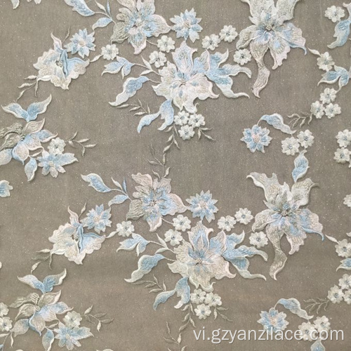 Sky Blue Handmade thêu hoa thiết kế vải